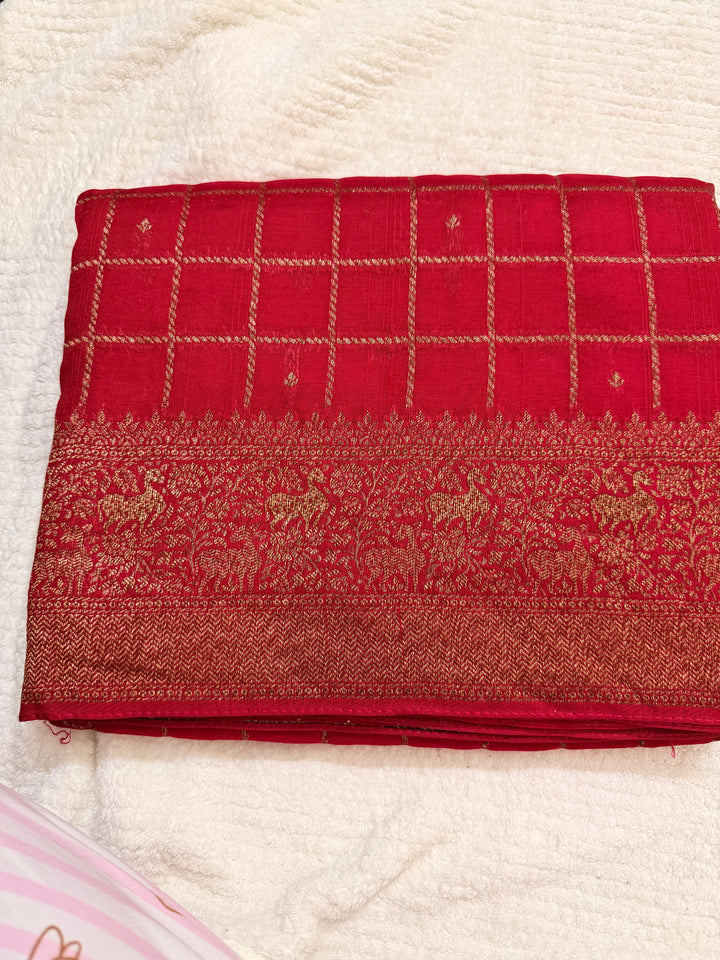 Premium butta Tussar silk red (Copy)