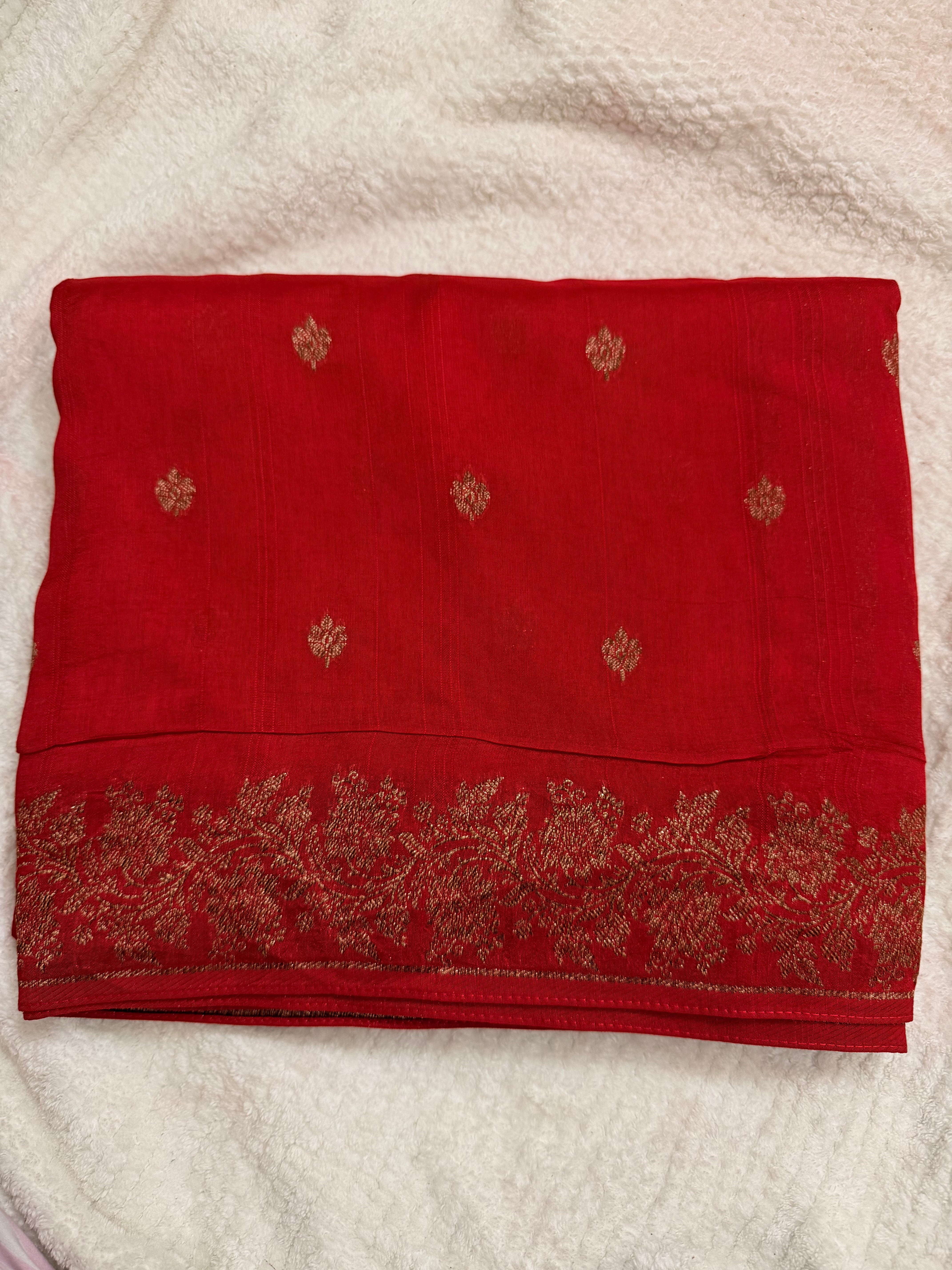 Premium butta Tussar silk red (Copy)