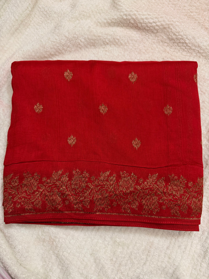 Premium butta Tussar silk red (Copy)