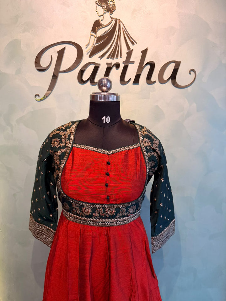 Orange Green Anarkali
