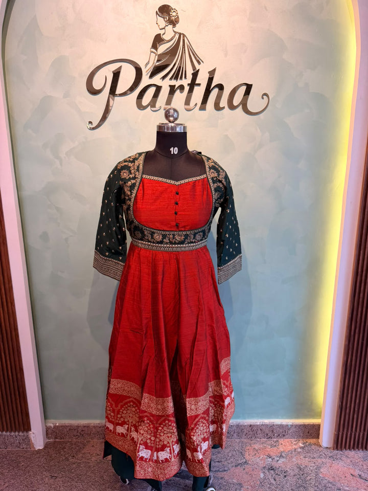 Orange Green Anarkali
