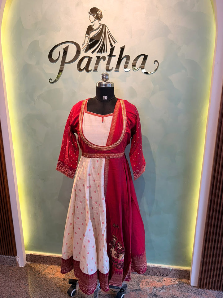 White Pink Anarkali