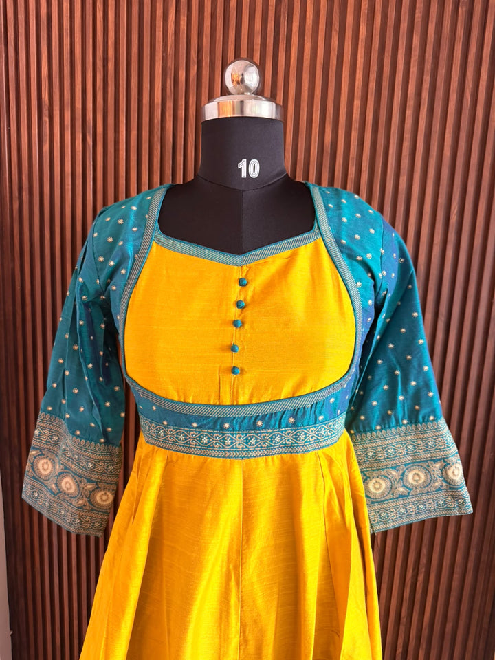 Teal Mustard Green Anarkali