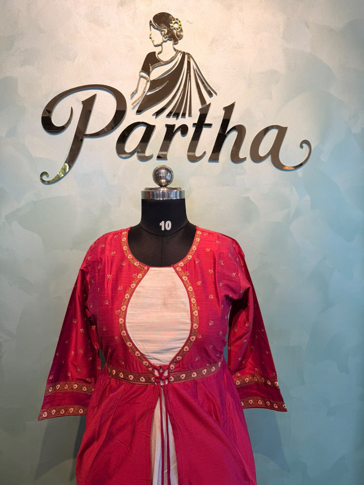 Peach Pink Off White Anarkali
