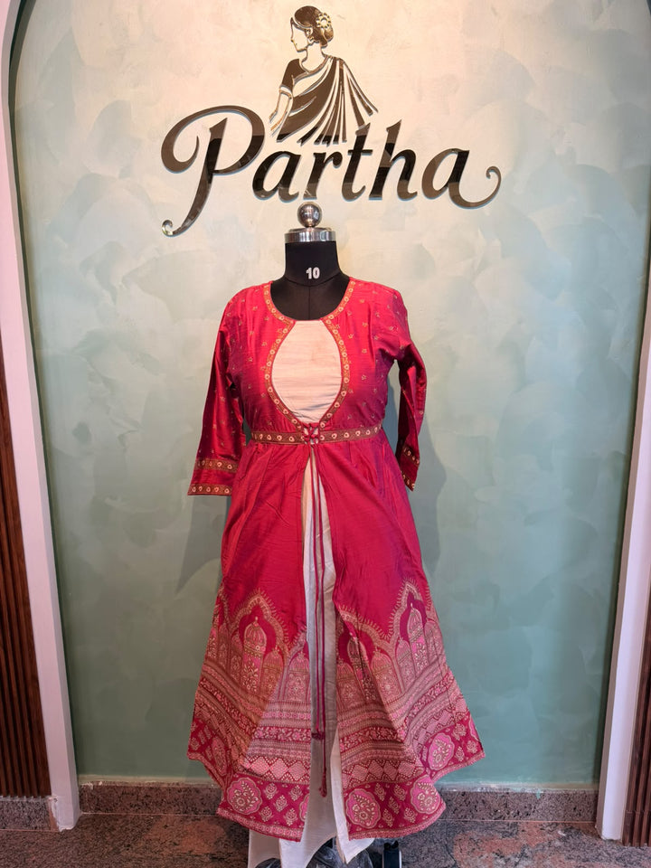 Peach Pink Off White Anarkali