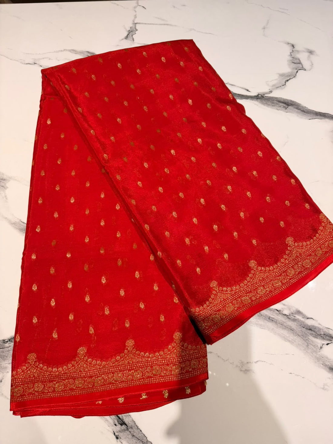Scallop Khaddi crepe Red