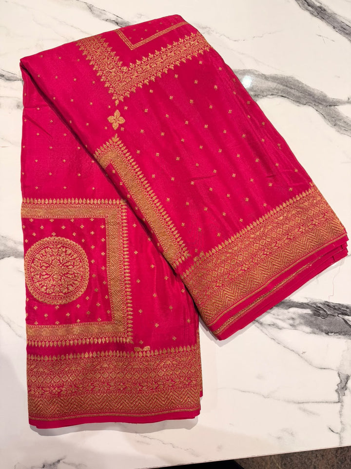 Pure Crepe Banarasi 101 pink