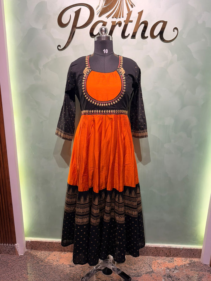 Black with orange anarkali