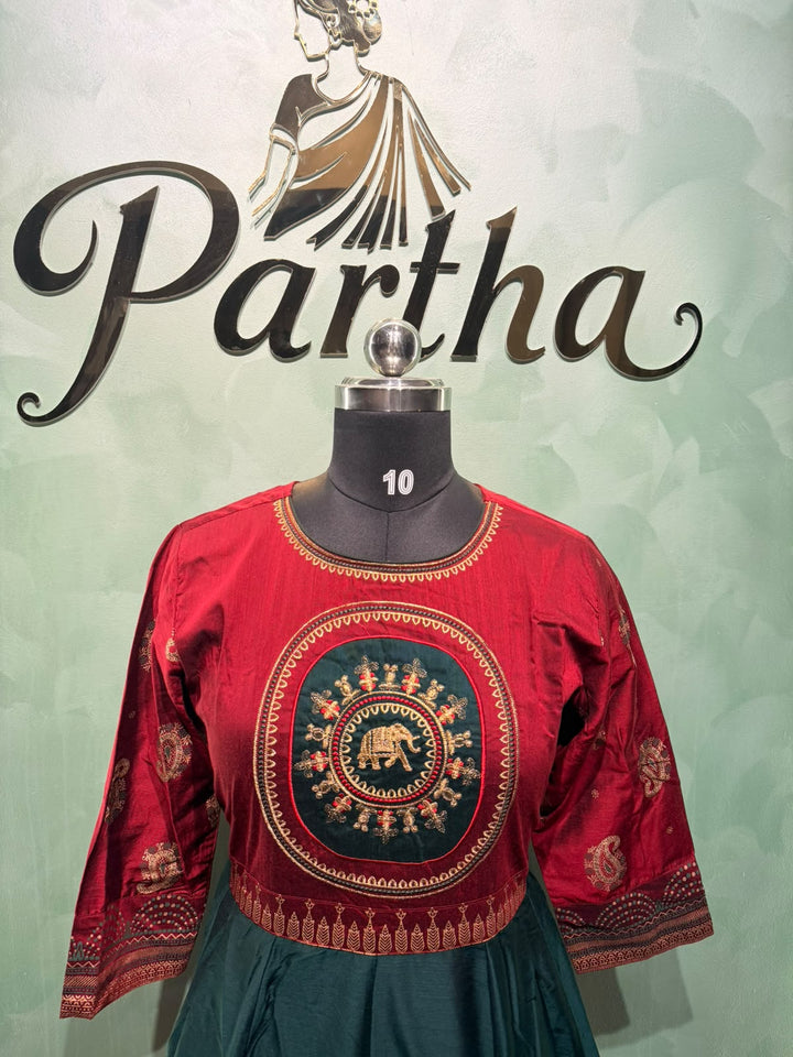 Brown and green anarkali