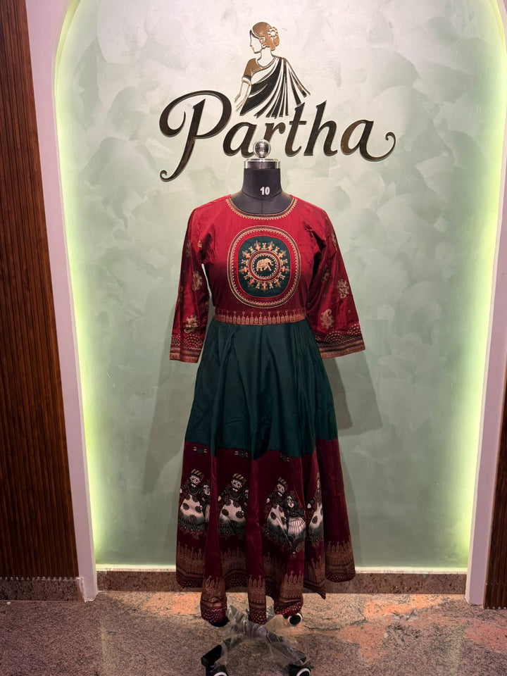 Brown and green anarkali