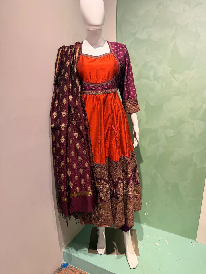 Rust wine kurta set