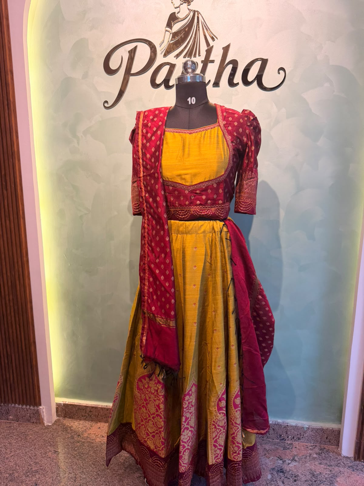 Mustard Pink Lehenga Set