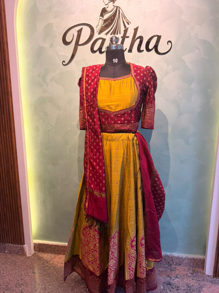 Mustard Pink Lehenga Set