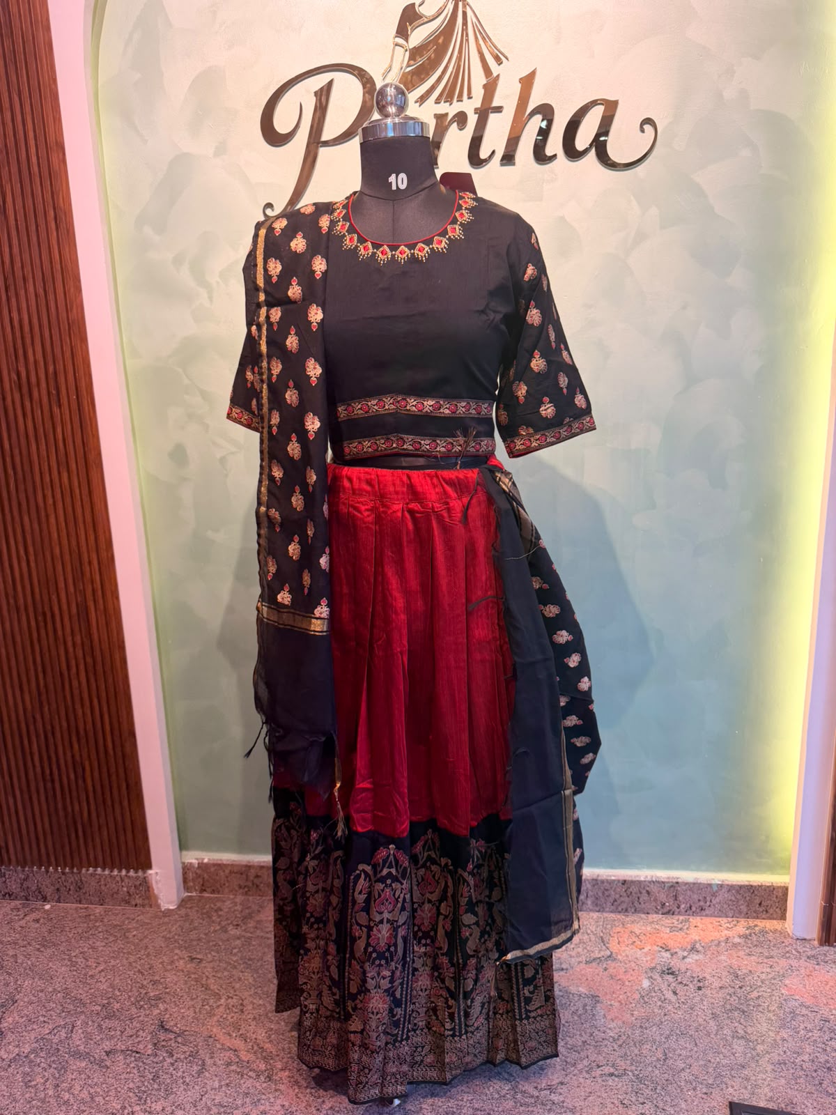 Red black Lehenga set