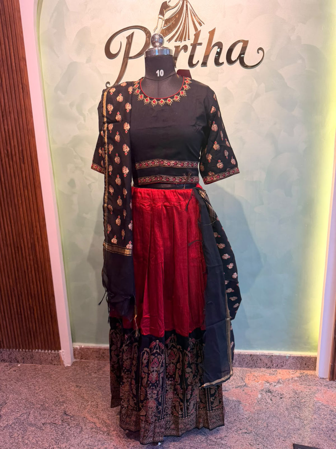 Red black Lehenga set