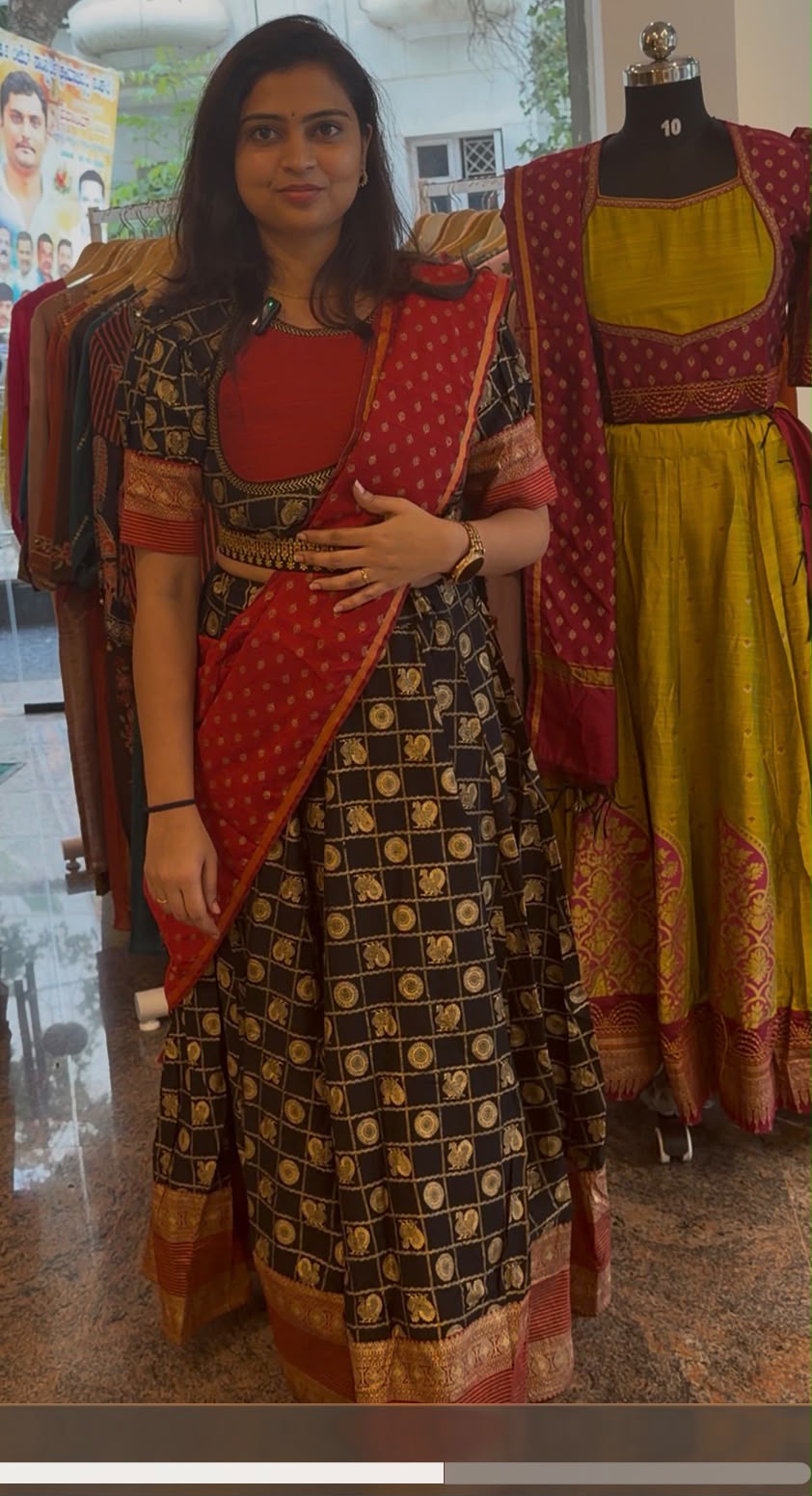 Red black lehenga Set