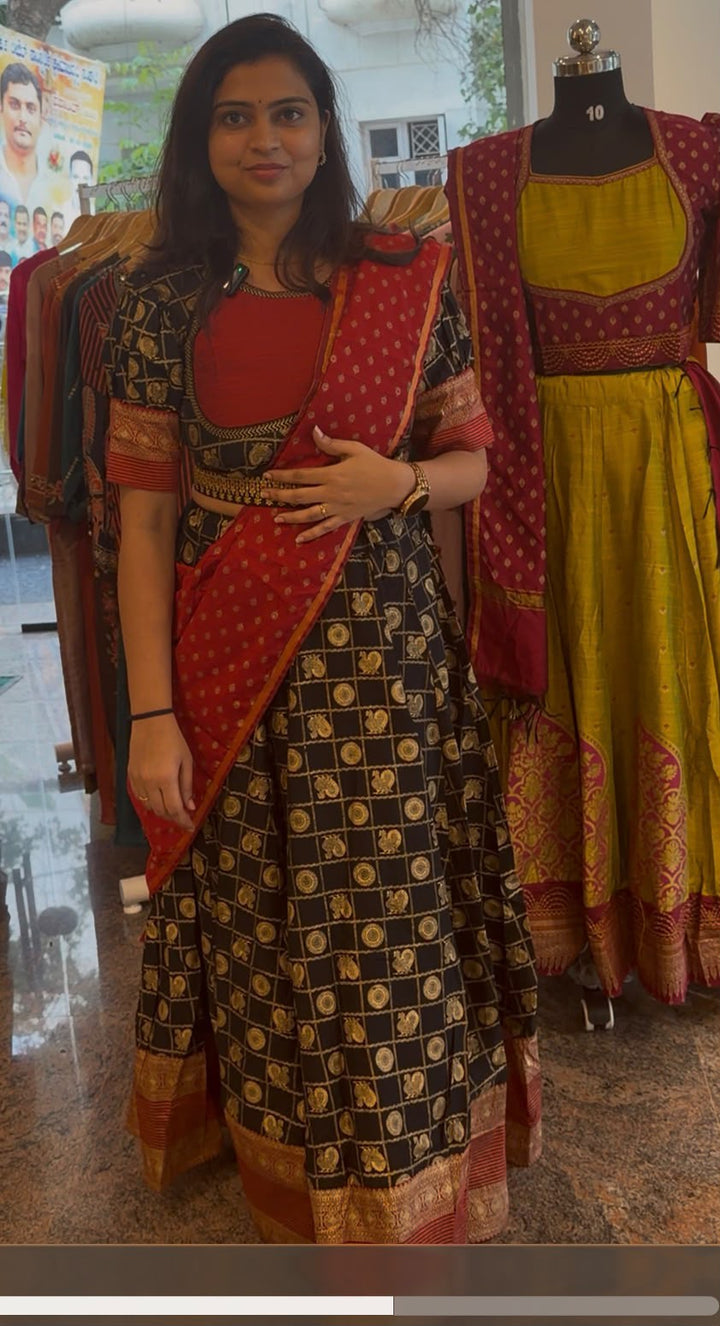 Red black lehenga Set